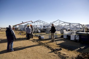 Photo showing the carnage the storm created to the VG roll out site.