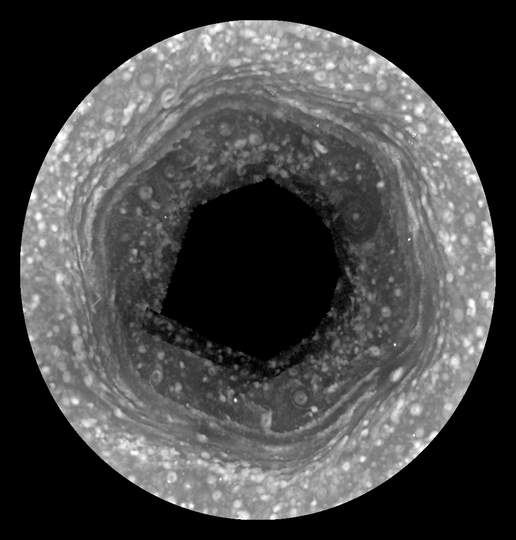 Saturn's Mysterious Hexagon Emerges from Winter Darkness. Credit: NASA Saturn's Mysterious Hexagon Emerges from Winter Darkness. Credit: NASA