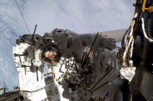 Astronaut Randolph Bresnik with antennas. Credit: ESA