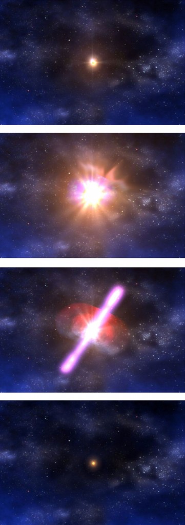 An artist's concept of a gamma-ray burst. Credit: NASA