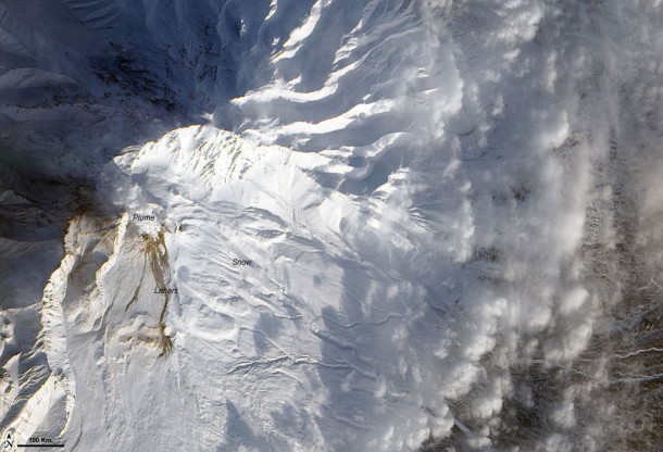 Activity at Shiveluch Volcano as Seen from Space. Credit: NASA