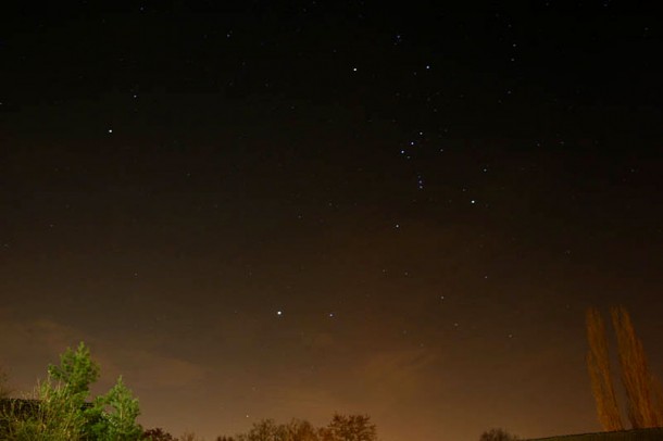 The photo shows the night sky over Halle, Germany, in winter, looking south. Credit: Contactni