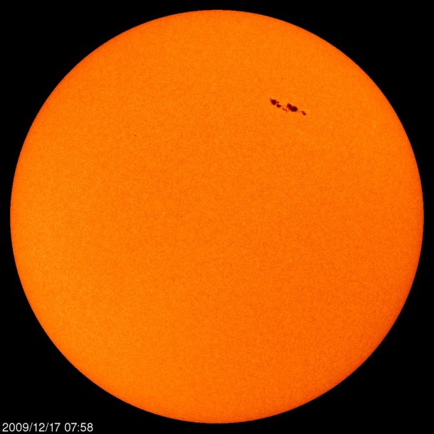 Sunspot 1035 starts to grow. Credit: NASA, SOHO
