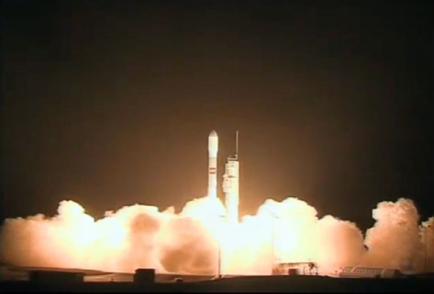 The United Launch Alliance Delta II rocket with NASA’s Wide-field Infrared Survey Explorer (WISE) satellite aboard lifts off from Space Launch Complex-2 at Vandenberg Air Force Base in California. Image credit: NASA TV The United Launch Alliance Delta II rocket with NASA’s Wide-field Infrared Survey Explorer (WISE) satellite aboard lifts off from Space Launch Complex-2 at Vandenberg Air Force Base in California. Image credit: NASA TV
