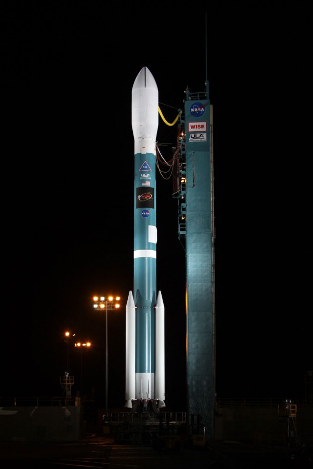 An United Launch Alliance Delta II rocket with NASA’s Wide-field Infrared Survey Explorer (WISE) satellite sits poised ready for launch on its Space Launch Complex-2 launch pad here. Credit: Bill Hartenstein, ULA An United Launch Alliance Delta II rocket with NASA’s Wide-field Infrared Survey Explorer (WISE) satellite sits poised ready for launch on its Space Launch Complex-2 launch pad here. Credit: Bill Hartenstein, ULA