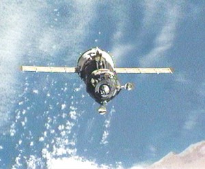 The Soyuz TMA-16 spacecraft moves from the aft port of the International Space Station's Zvezda service module to the Poisk module. Credit: NASA TV The Soyuz TMA-16 spacecraft moves from the aft port of the International Space Station's Zvezda service module to the Poisk module. Credit: NASA TV