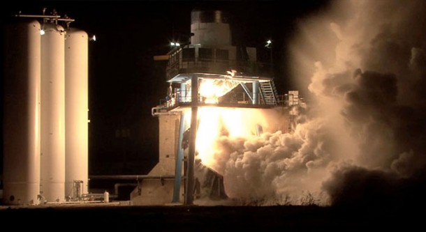 irst test firing of the full flight second stage of Falcon 9, conducted at the SpaceX Texas Test Facility in McGregor. Photo credit: SpaceX irst test firing of the full flight second stage of Falcon 9, conducted at the SpaceX Texas Test Facility in McGregor. Photo credit: SpaceX