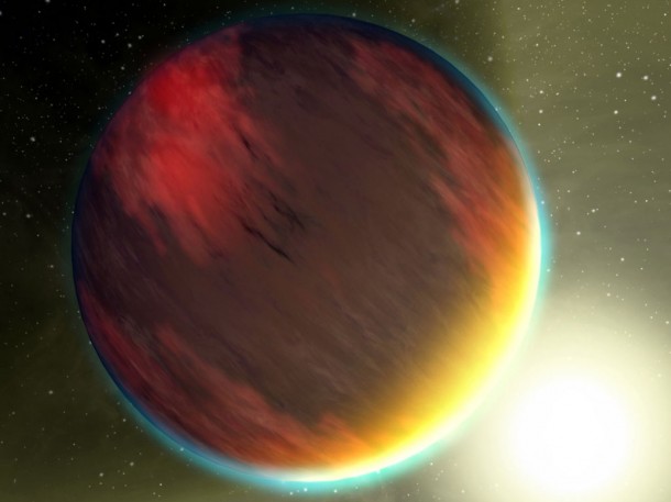 This artist's concept shows a cloudy Jupiter-like planet that orbits very close to its fiery hot star. NASA/JPL This artist's concept shows a cloudy Jupiter-like planet that orbits very close to its fiery hot star. NASA/JPL