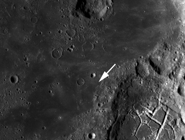 LROC WAC mosaic with the location of the proposed Constellation region of interest indicated with an arrow. Credit:NASA LROC WAC mosaic with the location of the proposed Constellation region of interest indicated with an arrow. Credit:NASA