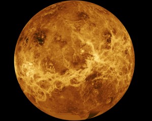 Computer simulated global view of Venus. Computer simulated global view of Venus.