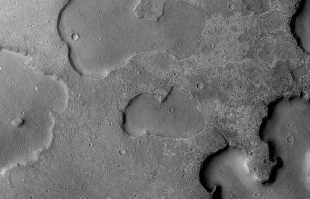 Small channel connecting ancient Martian lakes. Credit: NASA