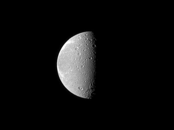 The tortured terrain of Saturn's moon Dione. Credit: NASA The tortured terrain of Saturn's moon Dione. Credit: NASA