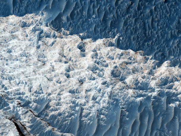 Dark Sand and Bright Bedrock in Terra Meridiani. Credit: NASA