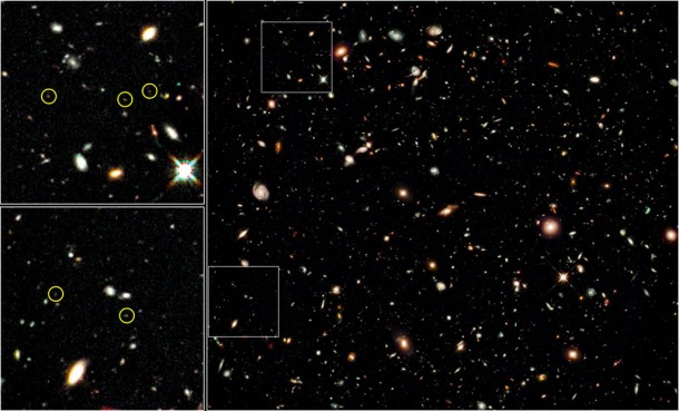 Hubble pinpoints distant galaxies in deepest view of Universe. Credit: ESA/NASA Hubble pinpoints distant galaxies in deepest view of Universe. Credit: ESA/NASA