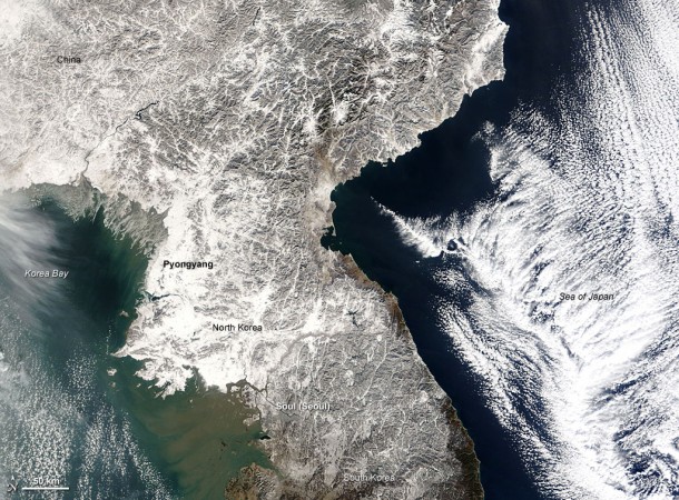 Heavy Snow in Korea as Seen from Space. Credit: NASA