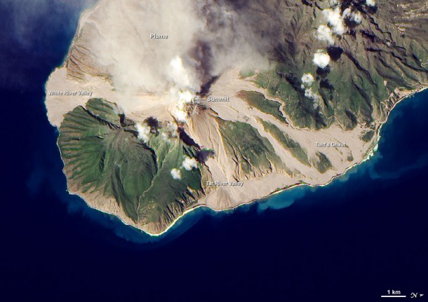 Soufriere Hills Volcano Resumes Activity as Seen from Space. Credit: NASA Soufriere Hills Volcano Resumes Activity as Seen from Space. Credit: NASA