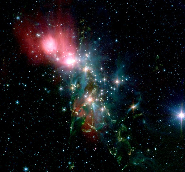 ssc2005-24a1_mac Nebula NGC 1333 epitomizes the beautiful chaos of a dense group of stars being born. Credit: NASA/JPL-Caltech/R. A. Gutermuth (Harvard-Smithsonian CfA)