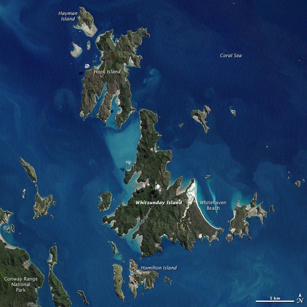 Whitsunday Islands, Queensland, Australia as Seen from Space. Credit: NASA Whitsunday Islands, Queensland, Australia as Seen from Space. Credit: NASA