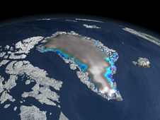 Scientists used ICESat data to show changes in elevation over the Greenland ice sheet between 2003 and 2006. Credit: NASA/Goddard's Scientific Visualization Studio Scientists used ICESat data to show changes in elevation over the Greenland ice sheet between 2003 and 2006. Credit: NASA/Goddard's Scientific Visualization Studio