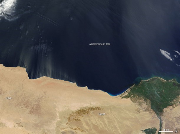 Dust over the Mediterranean Sea As Seen from Space. Credit: NASA