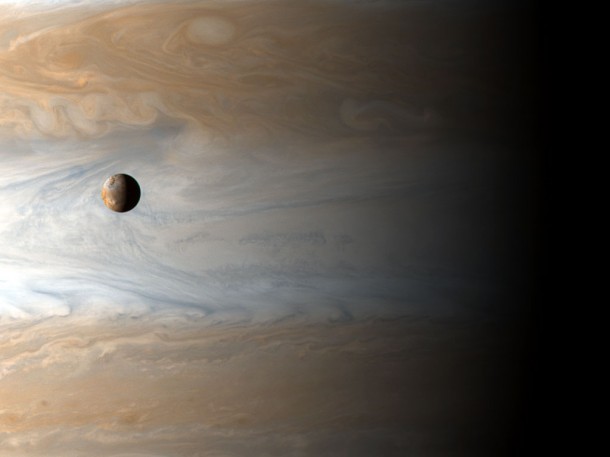 Jupiter and it's moon Io. Credit: NASA/JPL/University of Arizona