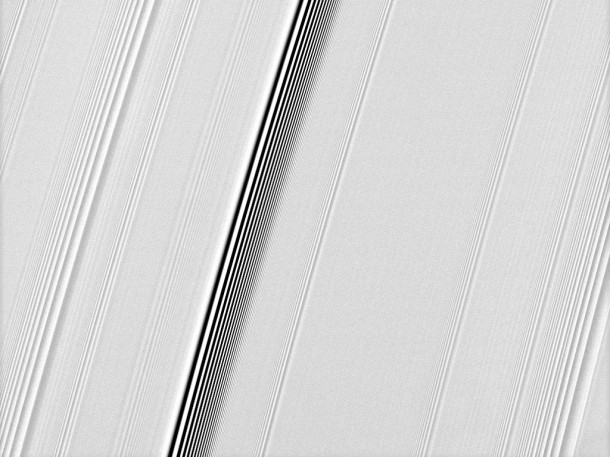 The Cassini spacecraft spies two types of waves in Saturn's A ring. Credit: NASA/JPL/Space Science Institute The Cassini spacecraft spies two types of waves in Saturn's A ring. Credit: NASA/JPL/Space Science Institute