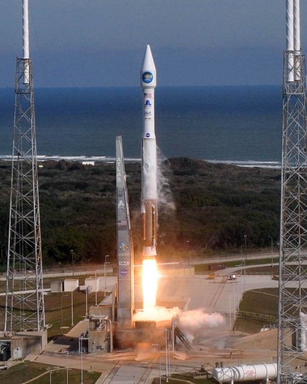 A United Launch Alliance Atlas V with NASA’s Solar Dynamics Observatory launches from its Space Launch Complex-41 launch pad at 10:23 a.m. EST here today. SDO is the first satellite of NASA’s Living with a Star (LWS) program. Its purpose is to examine the sun, the source of all space weather. Photo by Pat Corkery, United Launch Alliance A United Launch Alliance Atlas V with NASA’s Solar Dynamics Observatory launches from its Space Launch Complex-41 launch pad at 10:23 a.m. EST here today. SDO is the first satellite of NASA’s Living with a Star (LWS) program. Its purpose is to examine the sun, the source of all space weather. Photo by Pat Corkery, United Launch Alliance