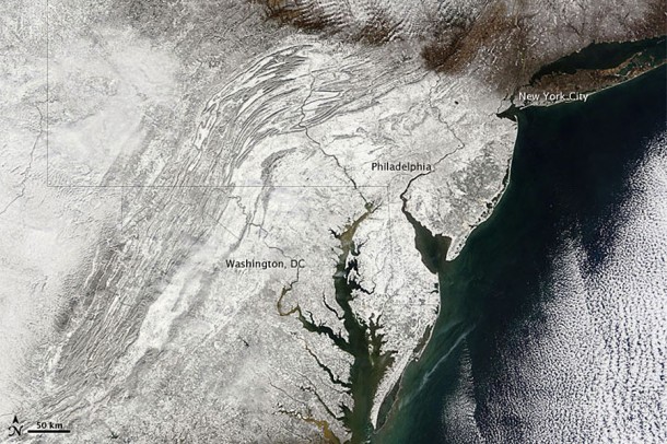 Satellite View of "Snowmageddon". Credit: NASA