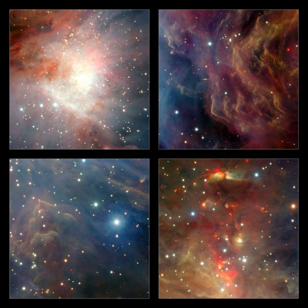 Extracts from the VISTA infrared image of the Orion Nebula. Credit: ESO