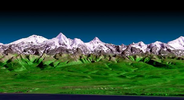 3-D perspective view of Russia's volcanically active Kamchatka Peninsula, created using SRTM topographic data and an enhanced true-color image from the Landsat 7 satellite. Image credit: NASA/JPL 3-D perspective view of Russia's volcanically active Kamchatka Peninsula, created using SRTM topographic data and an enhanced true-color image from the Landsat 7 satellite. Image credit: NASA/JPL