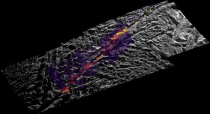 In this unique mosaic image combining high-resolution data from the imaging science subsystem and composite infrared spectrometer aboard NASA's Cassini spacecraft, pockets of heat appear along one of the mysterious fractures in the south polar region of Saturn's moon Enceladus. Image credit: NASA/JPL/GSFC/SWRI/SSI In this unique mosaic image combining high-resolution data from the imaging science subsystem and composite infrared spectrometer aboard NASA's Cassini spacecraft, pockets of heat appear along one of the mysterious fractures in the south polar region of Saturn's moon Enceladus. Image credit: NASA/JPL/GSFC/SWRI/SSI