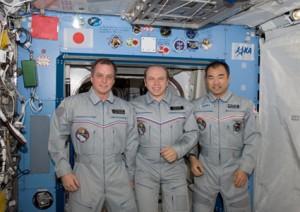 Expedition 23 Commander Oleg Kotov (center) and Flight Engineers T.J. Creamer (left) and Soichi Noguchi pose for a photo in the Kibo laboratory of the International Space Station. Photo Credit: NASA Expedition 23 Commander Oleg Kotov (center) and Flight Engineers T.J. Creamer (left) and Soichi Noguchi pose for a photo in the Kibo laboratory of the International Space Station. Photo Credit: NASA