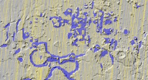 A radar on NASA's Mars Reconnaissance Orbiter has detected widespread deposits of glacial ice in the mid-latitudes of Mars. A radar on NASA's Mars Reconnaissance Orbiter has detected widespread deposits of glacial ice in the mid-latitudes of Mars.
