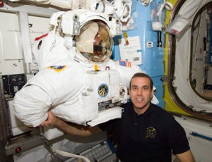 NASA astronaut Rick Mastracchio, STS-131 mission specialist, with the torso portion of his spacesuit in the Quest airlock of the International Space Station. Image credit: NASA NASA astronaut Rick Mastracchio, STS-131 mission specialist, with the torso portion of his spacesuit in the Quest airlock of the International Space Station. Image credit: NASA