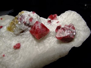 Spinel the gem comes in a rainbow of colors, such as these crystals in a white marble/calcite matrix. Image courtesy: Wikimedia Commons Spinel the gem comes in a rainbow of colors, such as these crystals in a white marble/calcite matrix. Image courtesy: Wikimedia Commons