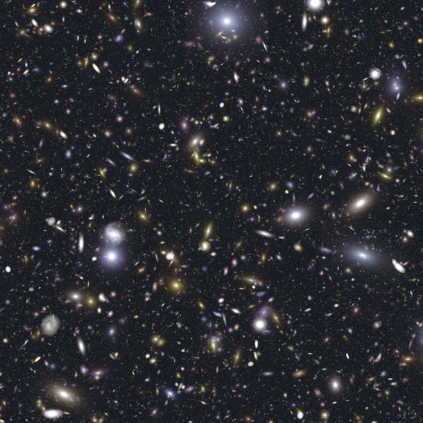A simulation of a deep field that might be produced by Webb Telescope. Credit: NASA  