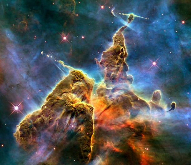 Hubble Captures View of 'Mystic Mountain'. Credit: NASA, ESA, and M. Livio and the Hubble 20th Anniversary Team Hubble Captures View of 'Mystic Mountain'. Credit: NASA, ESA, and M. Livio and the Hubble 20th Anniversary Team