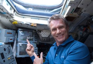 STS-132 Mission Specialist Piers Sellers is seen on the aft flight deck of the Earth-orbiting space shuttle Atlantis. Image credit: NASA STS-132 Mission Specialist Piers Sellers is seen on the aft flight deck of the Earth-orbiting space shuttle Atlantis. Image credit: NASA