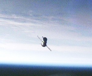 The ISS Progress 36 cargo ship is seen shortly after undocking from the International Space Station. Credit: NASA TV The ISS Progress 36 cargo ship is seen shortly after undocking from the International Space Station. Credit: NASA TV