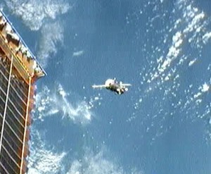 ISS Progress 37 approaches the International Space Station for docking. Credit: NASA TV  