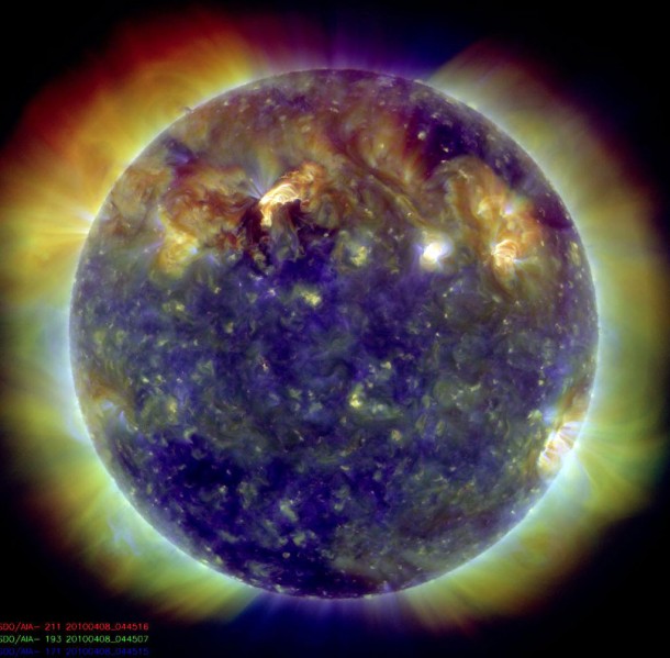 Images taken by SDO immediately after the AIA CCD cameras cooled on March 30, 2010. This image shows several flares and their associated waves across the Sun. Credit: NASA/GSFC/AIA Images taken by SDO immediately after the AIA CCD cameras cooled on March 30, 2010. This image shows several flares and their associated waves across the Sun. Credit: NASA/GSFC/AIA