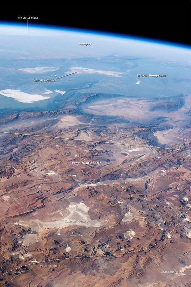 Panorama of Central Andes Mountains As Seen From the ISS. Credit: NASA/Earth Observatory