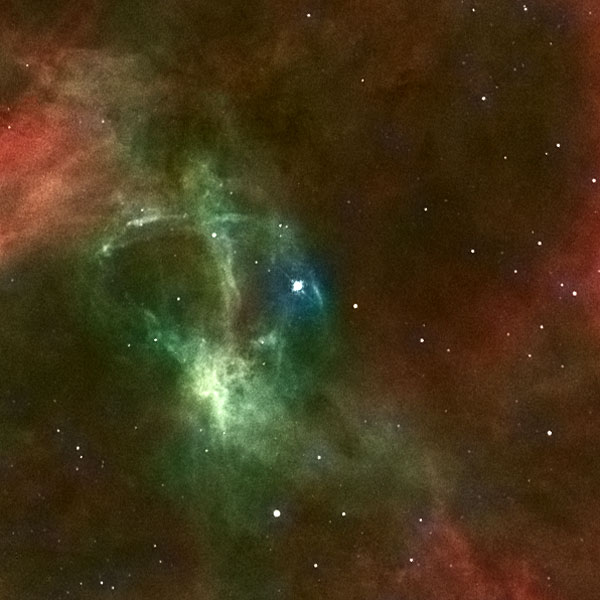 Hubble/WFPC2 and ESO/2.2-m Composite Image of 30 Dor Runaway Star. Credit for Hubble Image: NASA, ESA, J. Walsh (ST-ECF), and ESO Hubble/WFPC2 and ESO/2.2-m Composite Image of 30 Dor Runaway Star. Credit for Hubble Image: NASA, ESA, J. Walsh (ST-ECF), and ESOHubble/WFPC2 and ESO/2.2-m Composite Image of 30 Dor Runaway Star. Credit for Hubble Image: NASA, ESA, J. Walsh (ST-ECF), and ESO