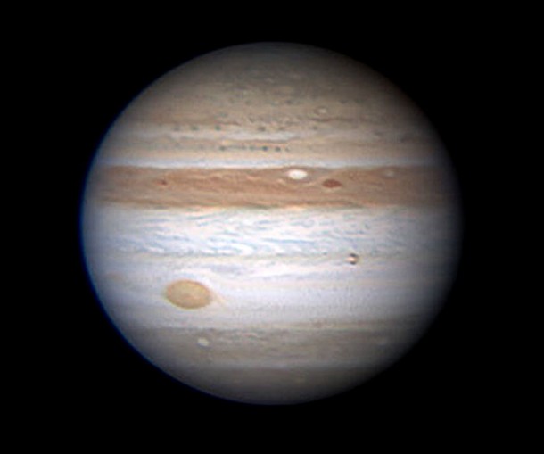 Without the SEB present, Jupiter's Great Red Spot is surrounded by almost uninterrupted white. Anthony Wesley took this picture on May 18, 2010. Credit: Anthony Wesley Without the SEB present, Jupiter's Great Red Spot is surrounded by almost uninterrupted white. Anthony Wesley took this picture on May 18, 2010. Credit: Anthony Wesley