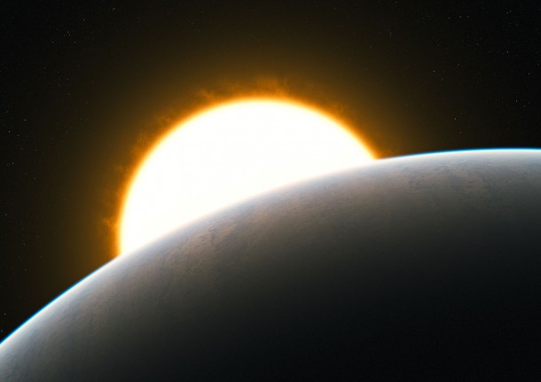 Astronomers have measured a superstorm for the first time in the atmosphere of an exoplanet, the well-studied “hot Jupiter” HD209458b. The very high-precision observations of carbon monoxide gas show that it is streaming at enormous speed from the extremely hot day side to the cooler night side of the planet. Credit: ESO/L. Calçada Astronomers have measured a superstorm for the first time in the atmosphere of an exoplanet, the well-studied “hot Jupiter” HD209458b. The very high-precision observations of carbon monoxide gas show that it is streaming at enormous speed from the extremely hot day side to the cooler night side of the planet. Credit: ESO/L. Calçada