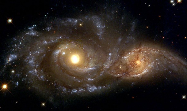 A Grazing Encounter Between two Spiral Galaxies. Credit: NASA/ESA and The Hubble Heritage Team (STScI)