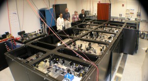 From left to right: JPLers Felipe Santos Fregoso, Piotr Szwaykowski, Kurt Liewer and Stefan Martin with the nulling interferometer testbed at JPL, where the device is built and refined. Image credit: NASA/JPL-Caltech From left to right: JPLers Felipe Santos Fregoso, Piotr Szwaykowski, Kurt Liewer and Stefan Martin with the nulling interferometer testbed at JPL, where the device is built and refined. Image credit: NASA/JPL-Caltech