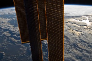 Backdropped by a blue and white part of Earth and the blackness of space, International Space Station solar array panels are featured in this image photographed by an Expedition 24 crew member aboard the station. Credit: NASA Backdropped by a blue and white part of Earth and the blackness of space, International Space Station solar array panels are featured in this image photographed by an Expedition 24 crew member aboard the station. Credit: NASA