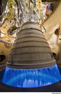 Testing of the Common Extensible Cryogenic Engine, also known as CECE, at 100 percent power level. (NASA/PWR) Testing of the Common Extensible Cryogenic Engine, also known as CECE, at 100 percent power level. (NASA/PWR)
