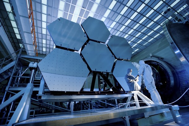 During cryogenic testing, the mirrors will be subjected to temperatures dipping to -415 degrees Fahrenheit, permitting engineers to measure in extreme detail how the shape of each mirror changes as it cools. (NASA/MSFC/David Higginbotham/Emmett Given) During cryogenic testing, the mirrors will be subjected to temperatures dipping to -415 degrees Fahrenheit, permitting engineers to measure in extreme detail how the shape of each mirror changes as it cools. (NASA/MSFC/David Higginbotham/Emmett Given)